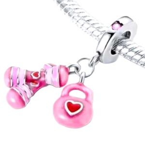 Pink Fitness Workout Dangle Charm Pandora Style
